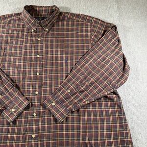 Ralph Lauren Shirt Mens 2XB Maroon Stripe Button Down‎ Classic Fit Preppy